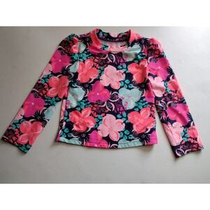 Carters Girls 4T Floral Long Sleeve Rash Guard Swim Top Navy Pink